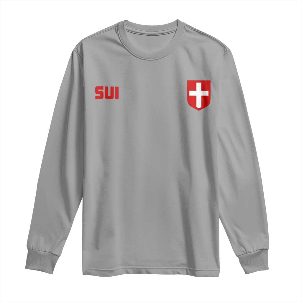 Switzerland Long Sleeve Shirt Vintage Retro Swiss Flag TS10 Sport Gray Print Your Wear