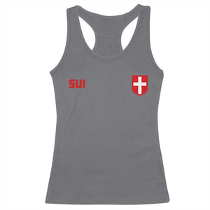 Switzerland Racerback Tank Top Vintage Retro Swiss Flag TS10 Charcoal Print Your Wear