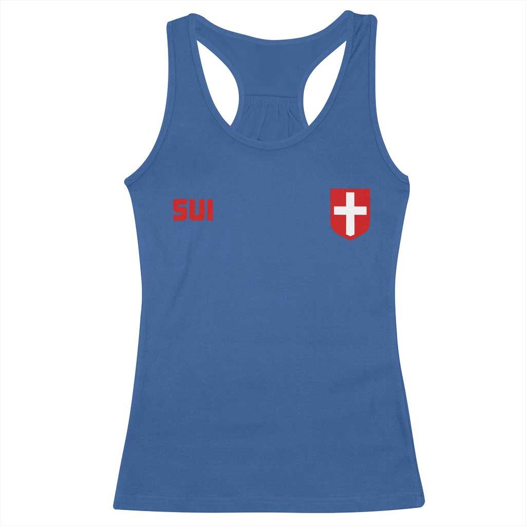 Switzerland Racerback Tank Top Vintage Retro Swiss Flag TS10 Royal Blue Print Your Wear