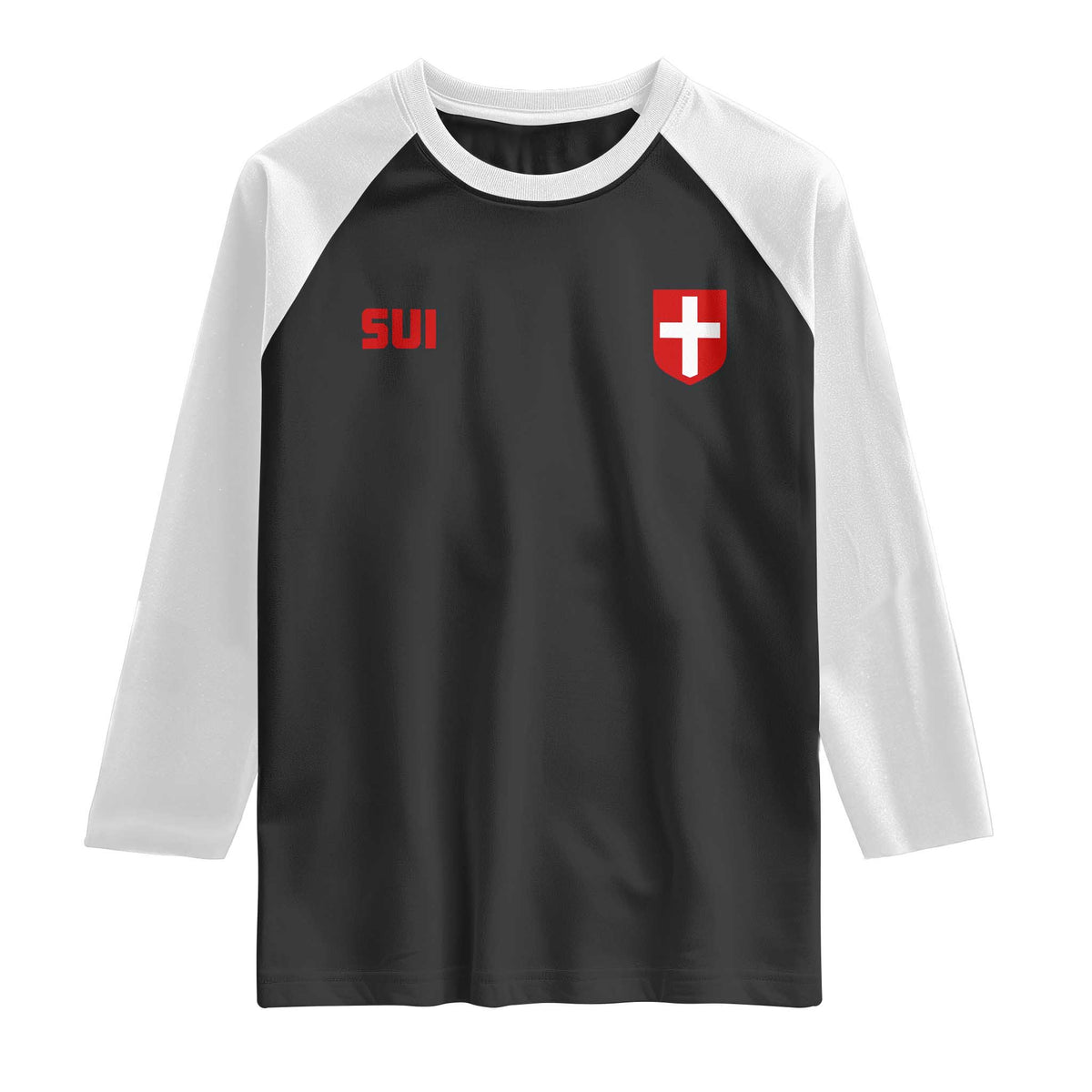 Switzerland Raglan Shirt Vintage Retro Swiss Flag TS10 Black White Print Your Wear
