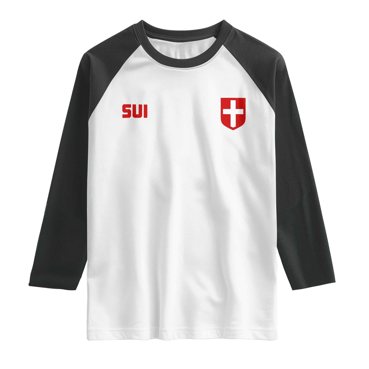 Switzerland Raglan Shirt Vintage Retro Swiss Flag TS10 White Black Print Your Wear