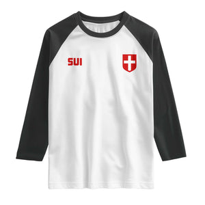 Switzerland Raglan Shirt Vintage Retro Swiss Flag TS10 White Black Print Your Wear