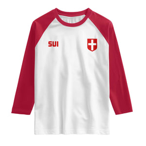 Switzerland Raglan Shirt Vintage Retro Swiss Flag TS10 White Red Print Your Wear
