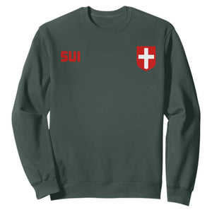 Switzerland Sweatshirt Vintage Retro Swiss Flag TS10 Dark Forest Green Print Your Wear