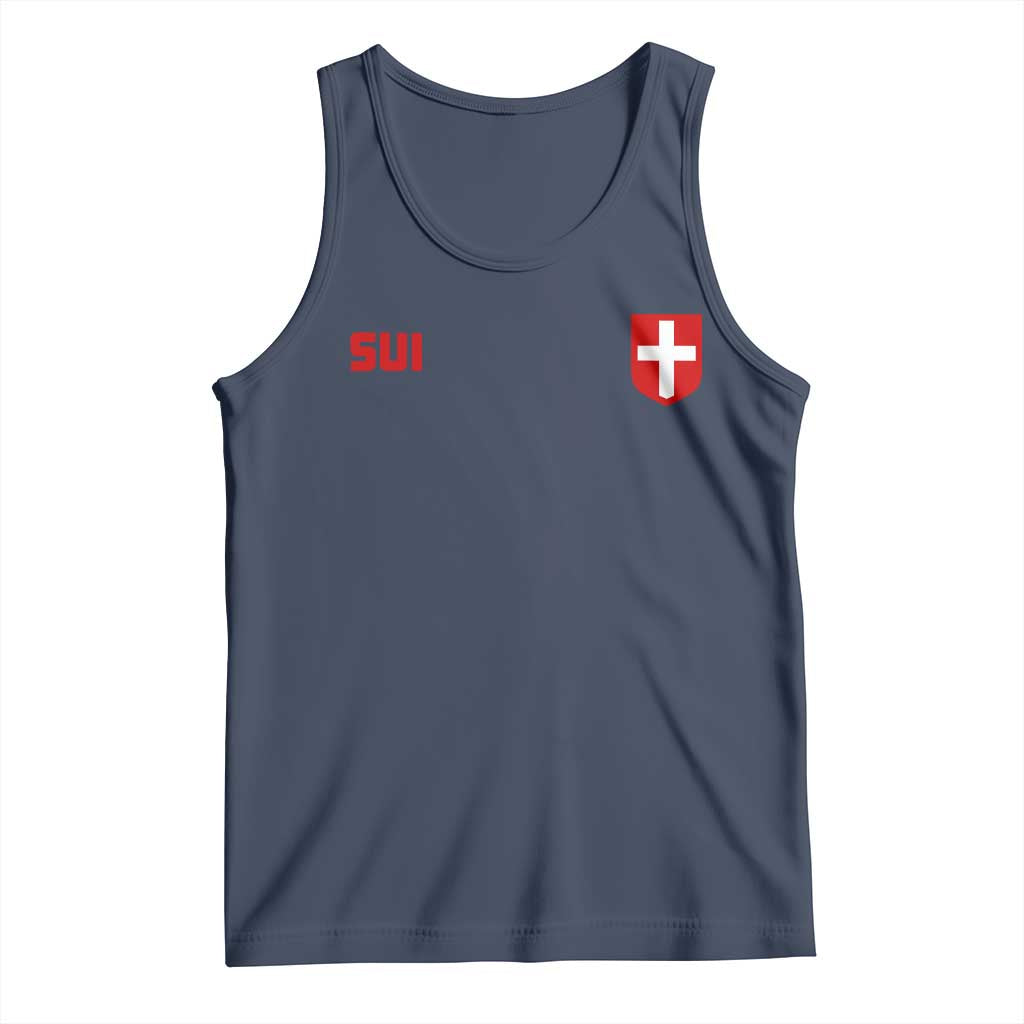 Switzerland Tank Top Vintage Retro Swiss Flag TS10 Navy Print Your Wear