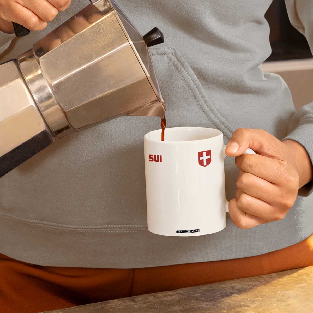 Switzerland Coffee Mug Vintage Retro Swiss Flag TS10 Print Your Wear