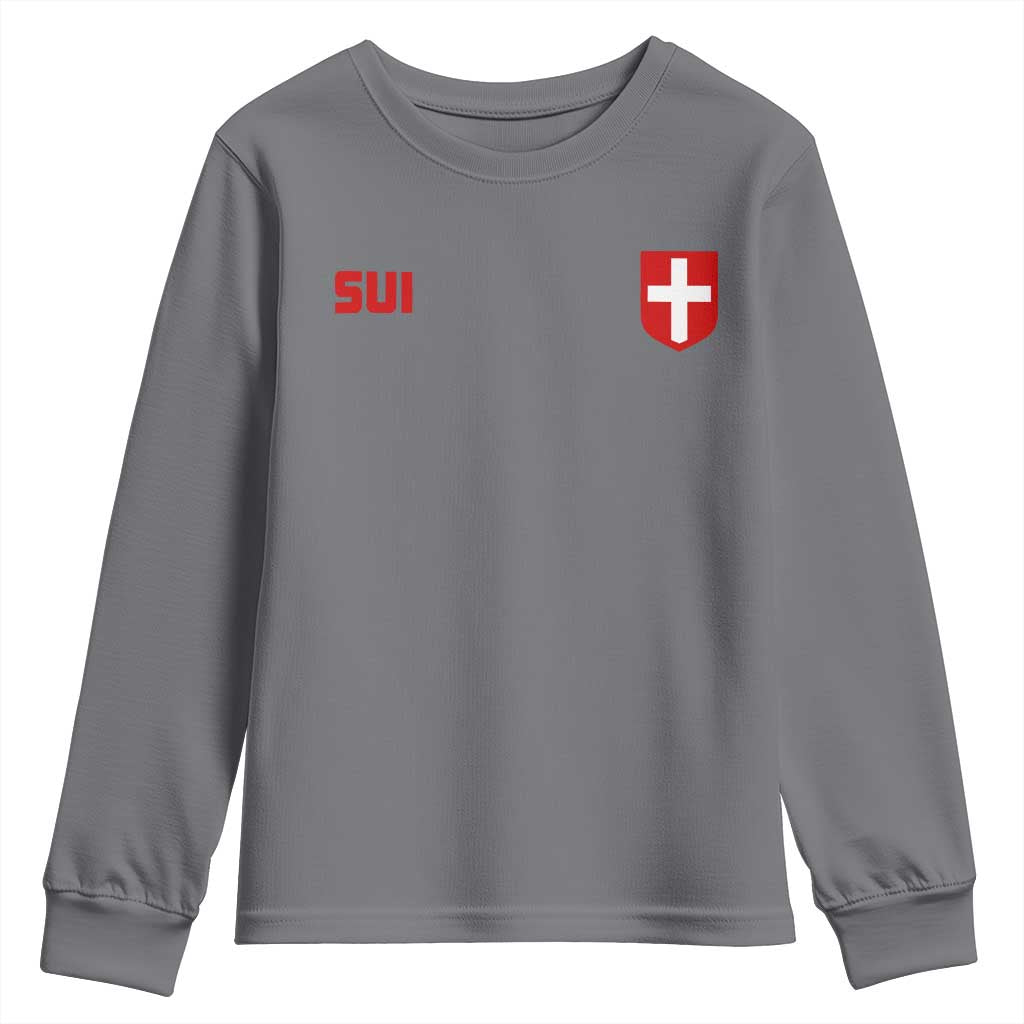Switzerland Youth Sweatshirt Vintage Retro Swiss Flag TS10 Charcoal Print Your Wear