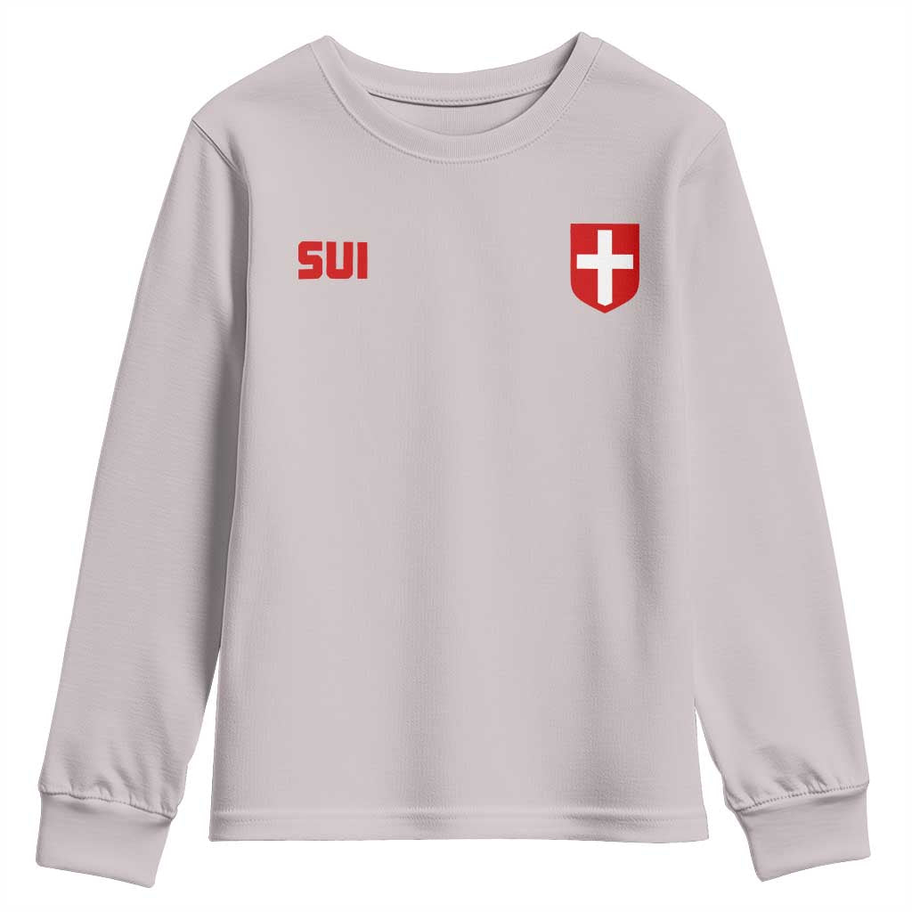 Switzerland Youth Sweatshirt Vintage Retro Swiss Flag TS10 Ice Gray Print Your Wear