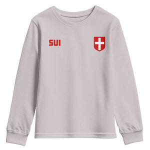 Switzerland Youth Sweatshirt Vintage Retro Swiss Flag TS10 Ice Gray Print Your Wear