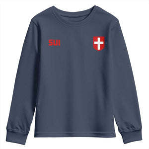 Switzerland Youth Sweatshirt Vintage Retro Swiss Flag TS10 Navy Print Your Wear