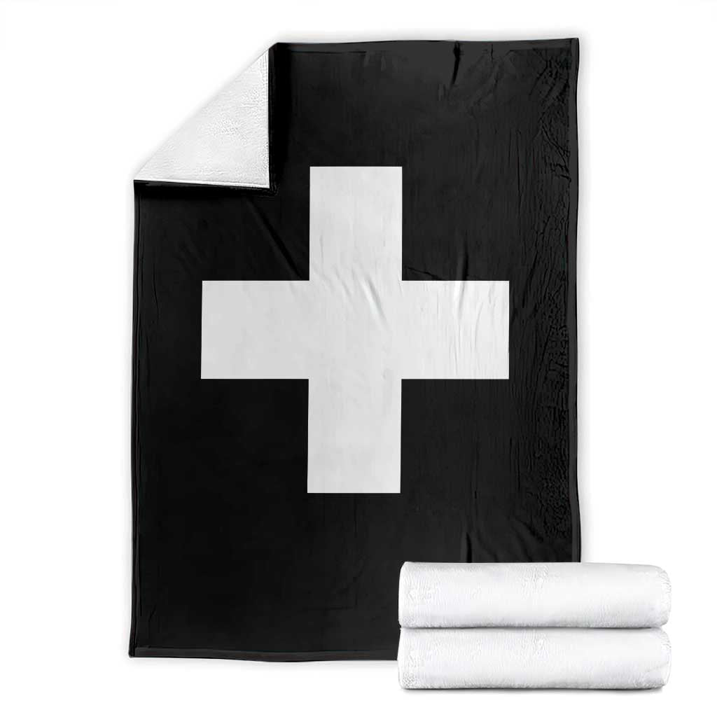 Swiss Vintage Cross Flag Switzerland Throw Blanket TS10 Black Print Your Wear