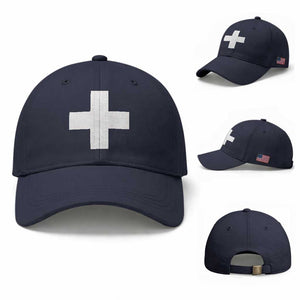 Swiss Vintage Cross Flag Switzerland Baseball Cap TS10 Baseball Cap Universal Fit Navy Print Your Wear