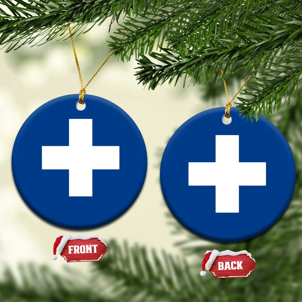 Swiss Vintage Cross Flag Switzerland Ceramic Ornament TS10 1pc Blue Print Your Wear