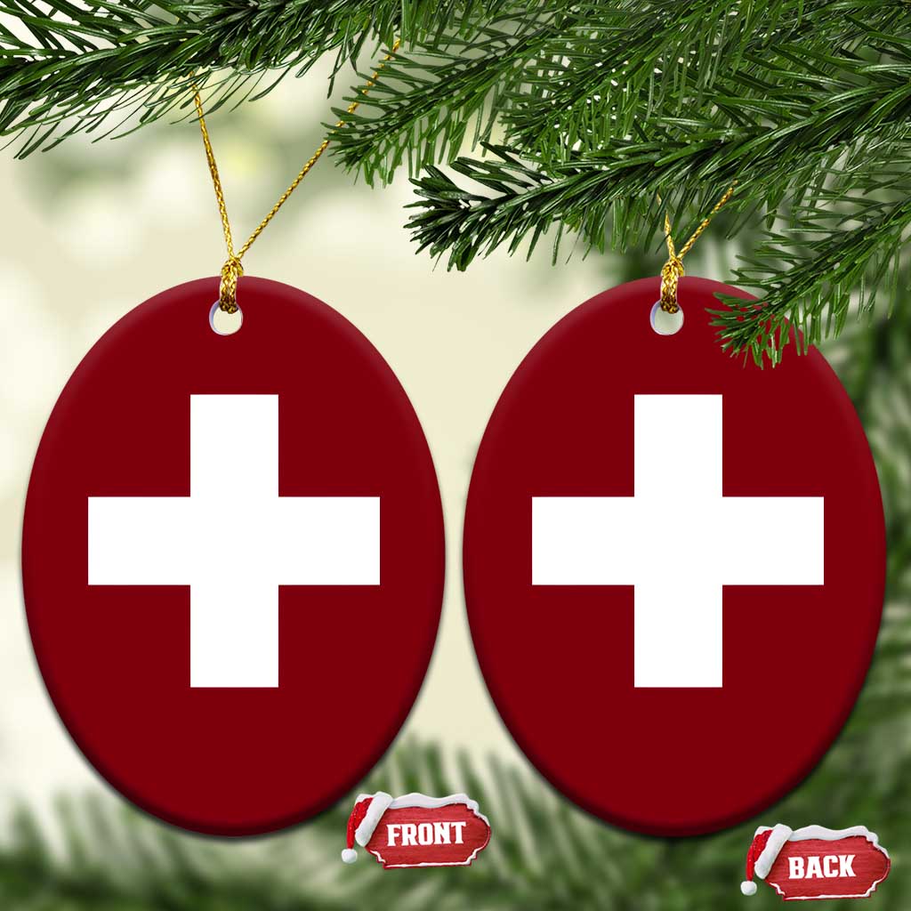 Swiss Vintage Cross Flag Switzerland Ceramic Ornament TS10 Print Your Wear