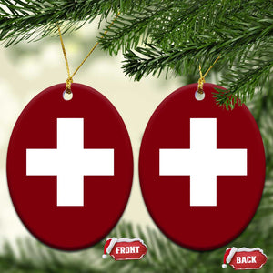Swiss Vintage Cross Flag Switzerland Ceramic Ornament TS10 Print Your Wear