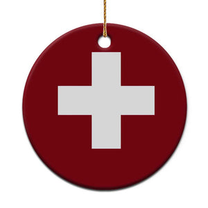 Swiss Vintage Cross Flag Switzerland Ceramic Ornament TS10 1pc Red Print Your Wear