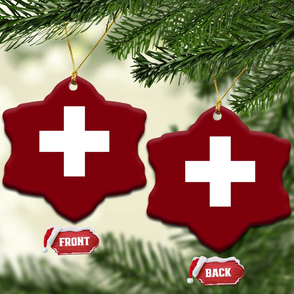 Swiss Vintage Cross Flag Switzerland Ceramic Ornament TS10 Print Your Wear