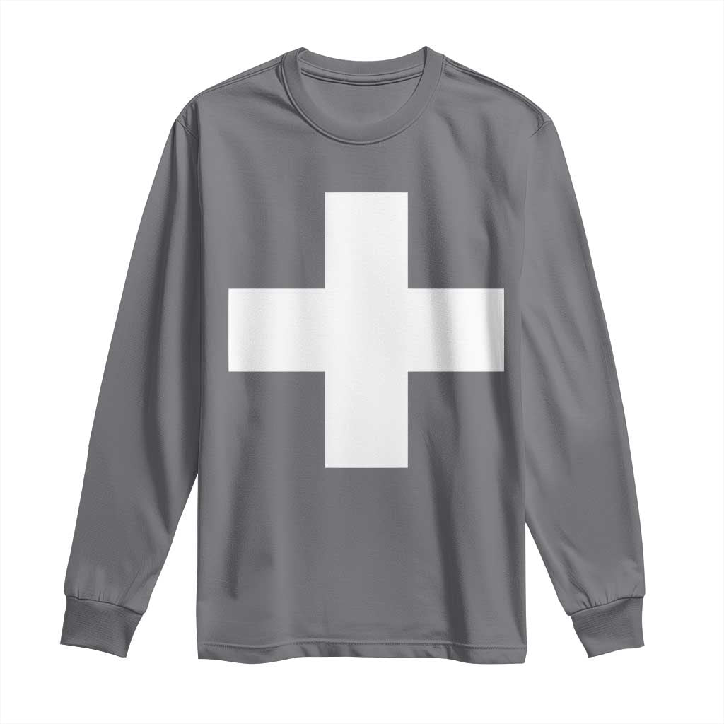 Swiss Vintage Cross Flag Switzerland Long Sleeve Shirt TS10 Charcoal Print Your Wear