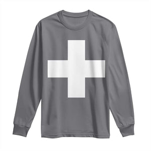Swiss Vintage Cross Flag Switzerland Long Sleeve Shirt TS10 Charcoal Print Your Wear