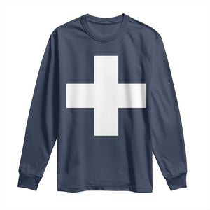 Swiss Vintage Cross Flag Switzerland Long Sleeve Shirt TS10 Navy Print Your Wear