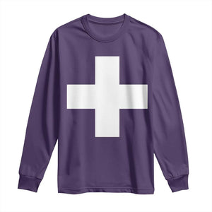 Swiss Vintage Cross Flag Switzerland Long Sleeve Shirt TS10 Purple Print Your Wear