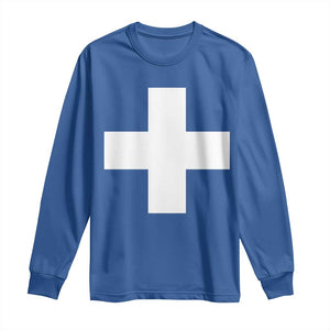 Swiss Vintage Cross Flag Switzerland Long Sleeve Shirt TS10 Royal Blue Print Your Wear