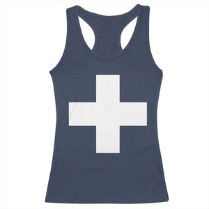 Swiss Vintage Cross Flag Switzerland Racerback Tank Top TS10 Navy Print Your Wear