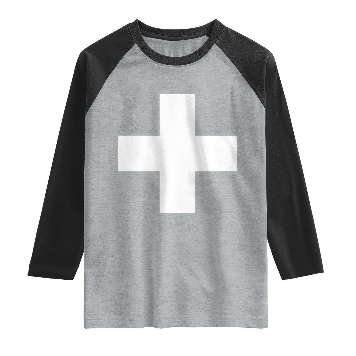 Swiss Vintage Cross Flag Switzerland Raglan Shirt TS10 Heather Gray Black Print Your Wear