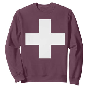 Swiss Vintage Cross Flag Switzerland Sweatshirt TS10 Maroon Print Your Wear
