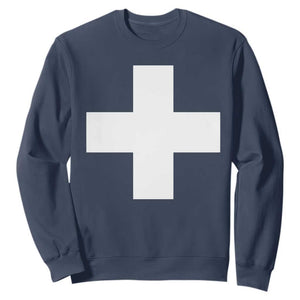 Swiss Vintage Cross Flag Switzerland Sweatshirt TS10 Navy Print Your Wear