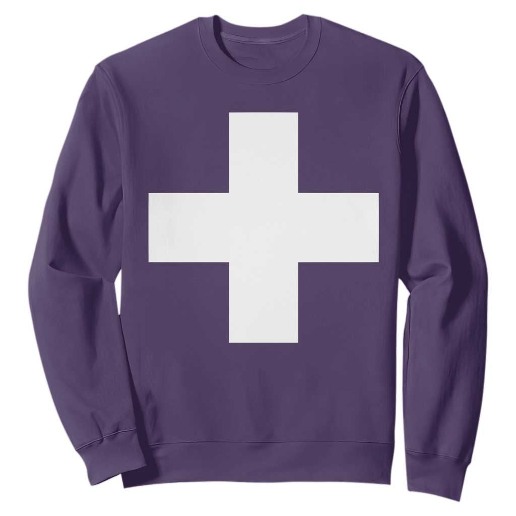 Swiss Vintage Cross Flag Switzerland Sweatshirt TS10 Purple Print Your Wear