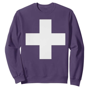 Swiss Vintage Cross Flag Switzerland Sweatshirt TS10 Purple Print Your Wear