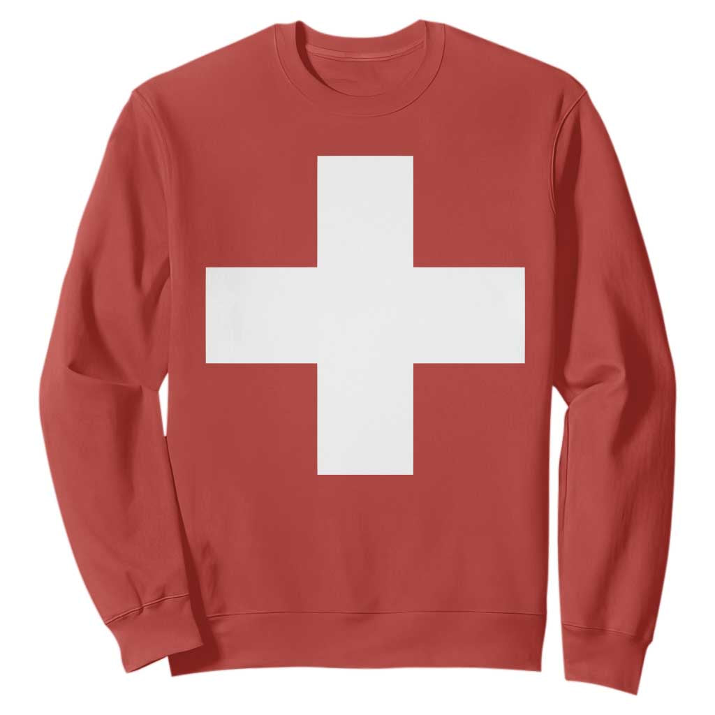 Swiss Vintage Cross Flag Switzerland Sweatshirt TS10 Red Print Your Wear
