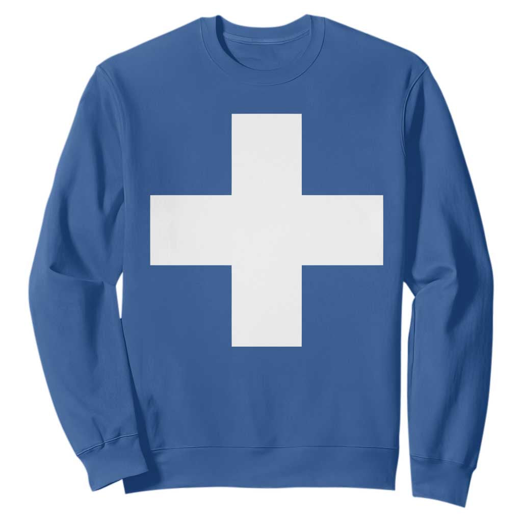 Swiss Vintage Cross Flag Switzerland Sweatshirt TS10 Royal Blue Print Your Wear