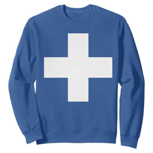 Swiss Vintage Cross Flag Switzerland Sweatshirt TS10 Royal Blue Print Your Wear