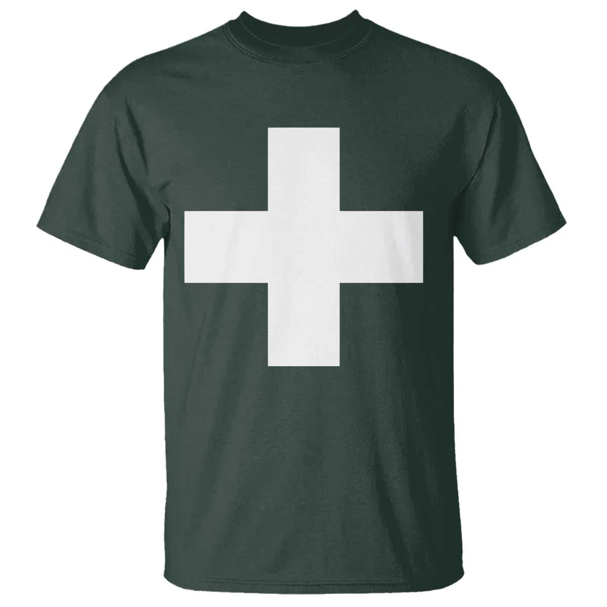 Swiss Vintage Cross Flag Switzerland T Shirt TS10 Dark Forest Green Print Your Wear