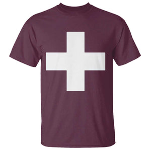 Swiss Vintage Cross Flag Switzerland T Shirt TS10 Maroon Print Your Wear