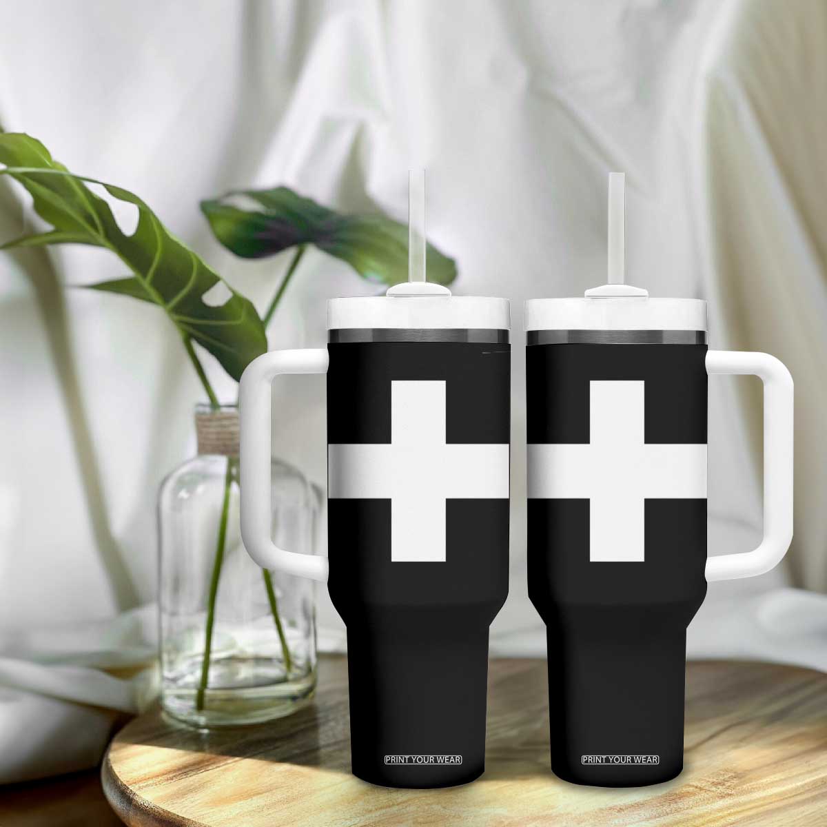 Swiss Vintage Cross Flag Switzerland Tumbler With Handle TS10 Print Your Wear