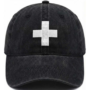 Swiss Vintage Cross Flag Switzerland Washed Cotton Baseball Cap TS10 Print Your Wear