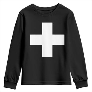 Swiss Vintage Cross Flag Switzerland Youth Sweatshirt TS10 Black Print Your Wear