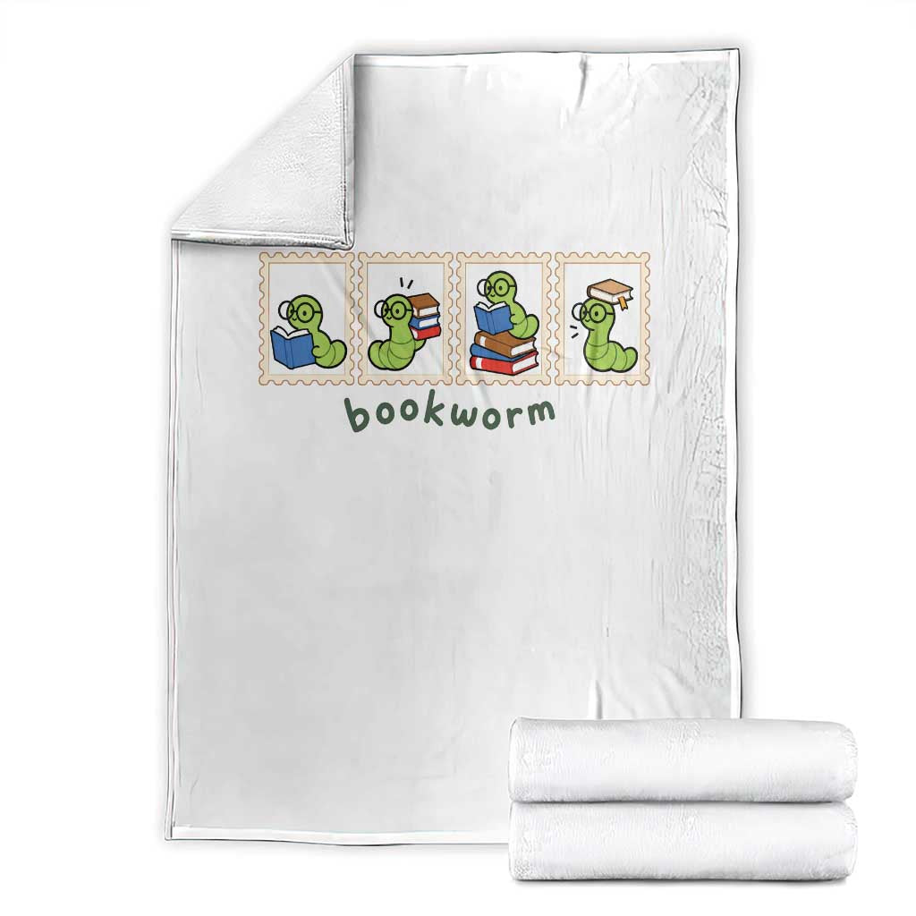 Bookworm Book Lovers Throw Blanket Cute Postage Stamp Graphic Librarian Reader Bookish Gifts