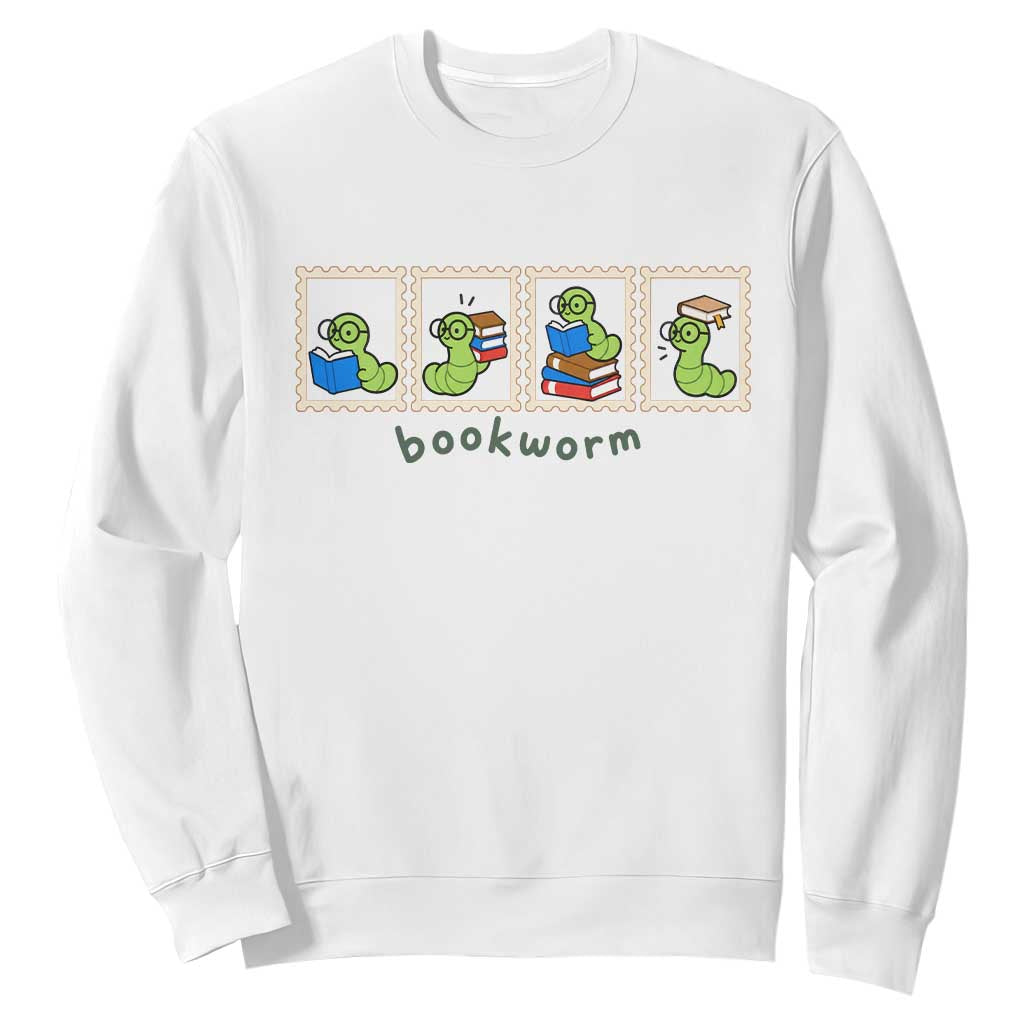 Bookworm Book Lovers Sweatshirt Cute Postage Stamp Graphic Librarian Reader Bookish Gifts