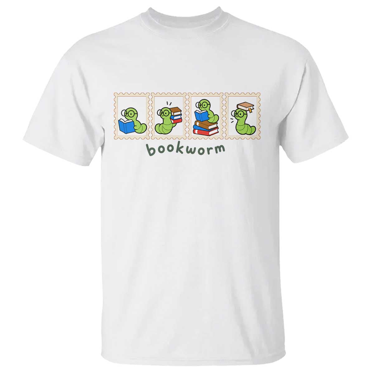 Bookworm Book Lovers T Shirt Cute Postage Stamp Graphic Librarian Reader Bookish Gifts
