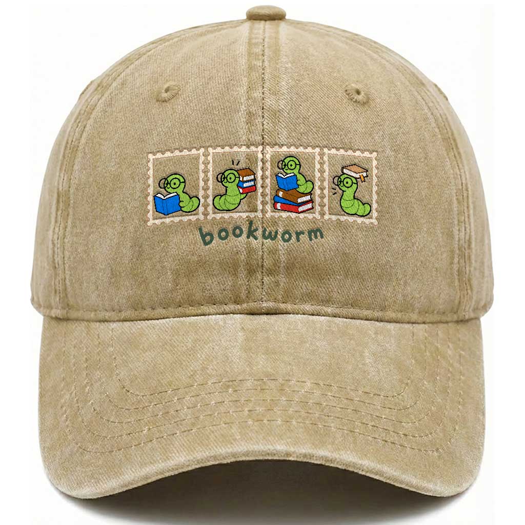 Bookworm Book Lovers Washed Cotton Baseball Cap Cute Postage Stamp Graphic Librarian Reader Bookish Gifts