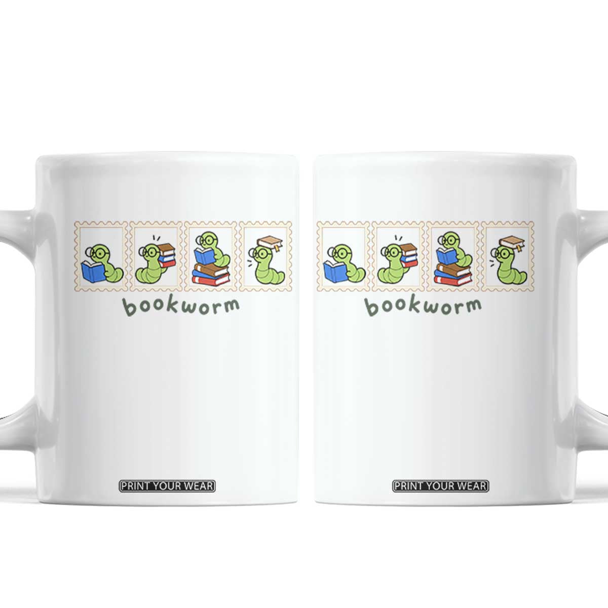 Bookworm Book Lovers Coffee Mug Cute Postage Stamp Graphic Librarian Reader Bookish Gifts