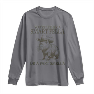 Funny Capybara Long Sleeve Shirt Retro Smart Fella Capybara Vintage 90s TS10 Charcoal Print Your Wear