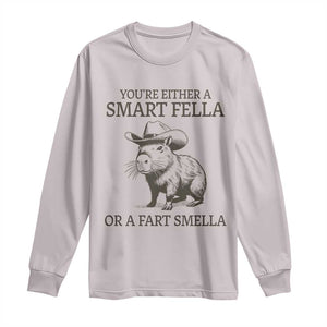 Funny Capybara Long Sleeve Shirt Retro Smart Fella Capybara Vintage 90s TS10 Ice Gray Print Your Wear