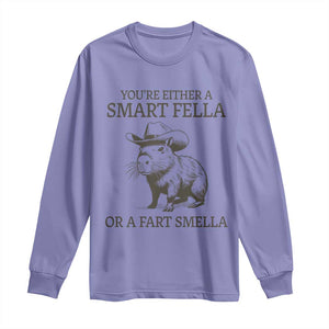 Funny Capybara Long Sleeve Shirt Retro Smart Fella Capybara Vintage 90s TS10 Violet Print Your Wear