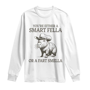 Funny Capybara Long Sleeve Shirt Retro Smart Fella Capybara Vintage 90s TS10 White Print Your Wear