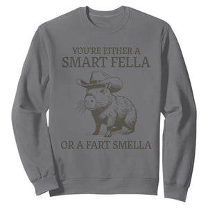 Funny Capybara Sweatshirt Retro Smart Fella Capybara Vintage 90s TS10 Charcoal Print Your Wear